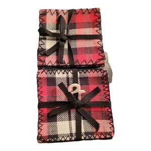 Lot of 2 Breckenridge Plaid Coasters Fabric Red Black White Set of 4 4" x 4" New